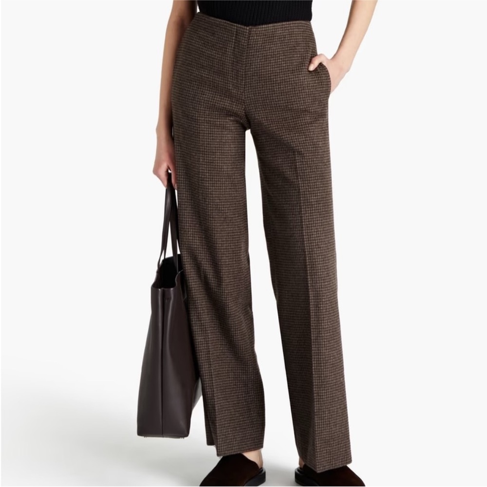 Theory Brown Houndstooth Wide Leg Pants